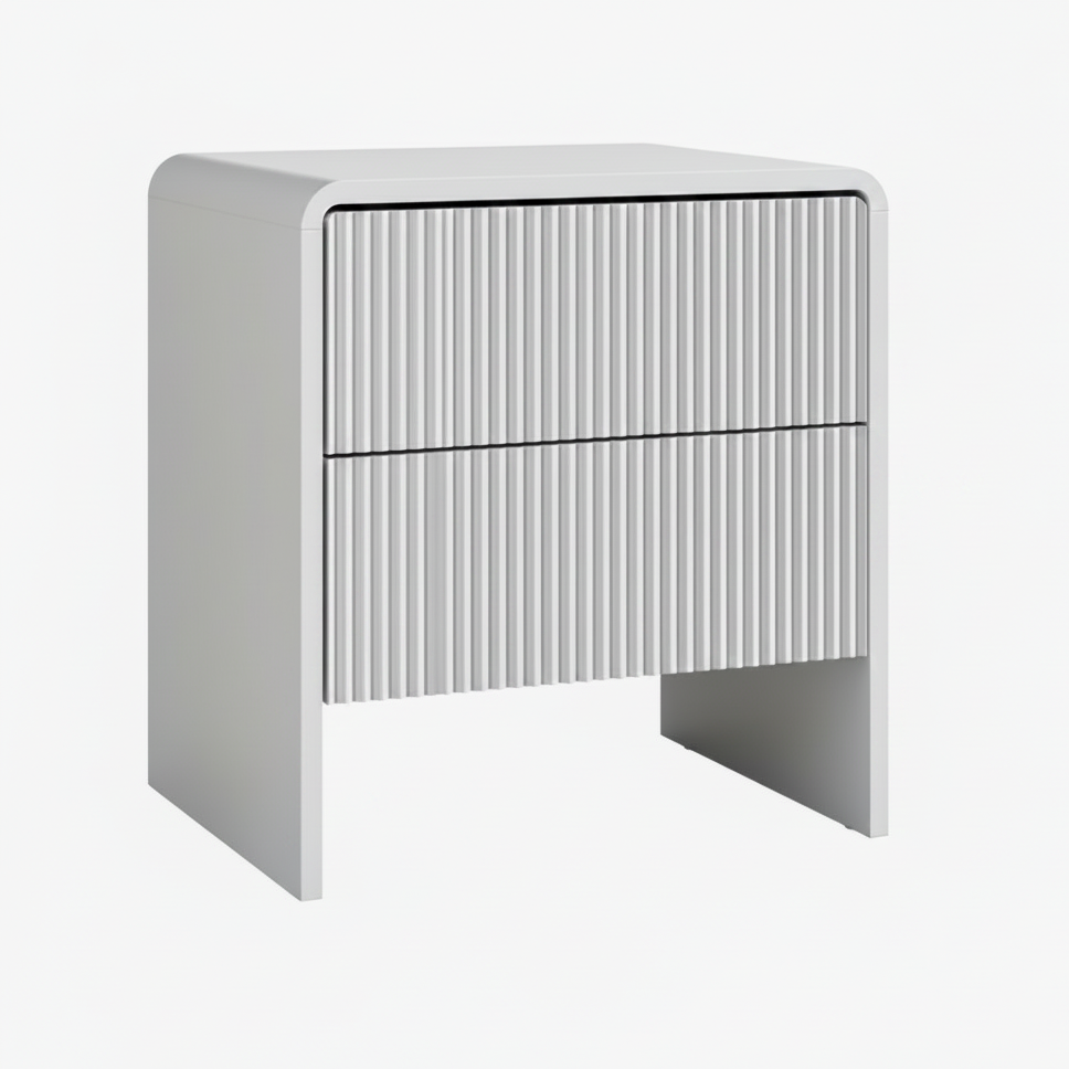 Modern Fluted Nightstand with 2 Drawers (Set of 2)