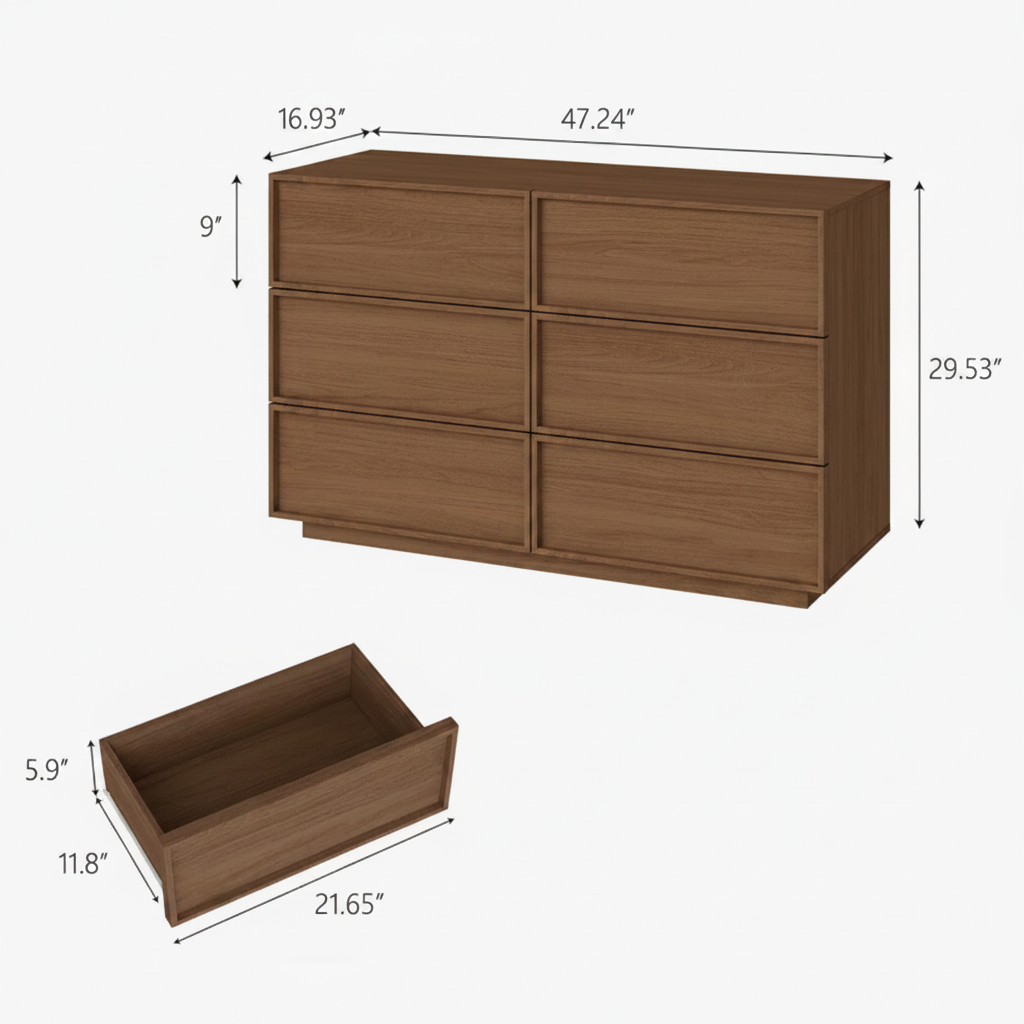 Noma 6-Drawer Dresser 47.2"