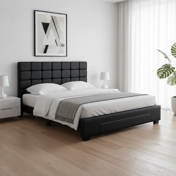 IF-5490 Black PU Double Bed