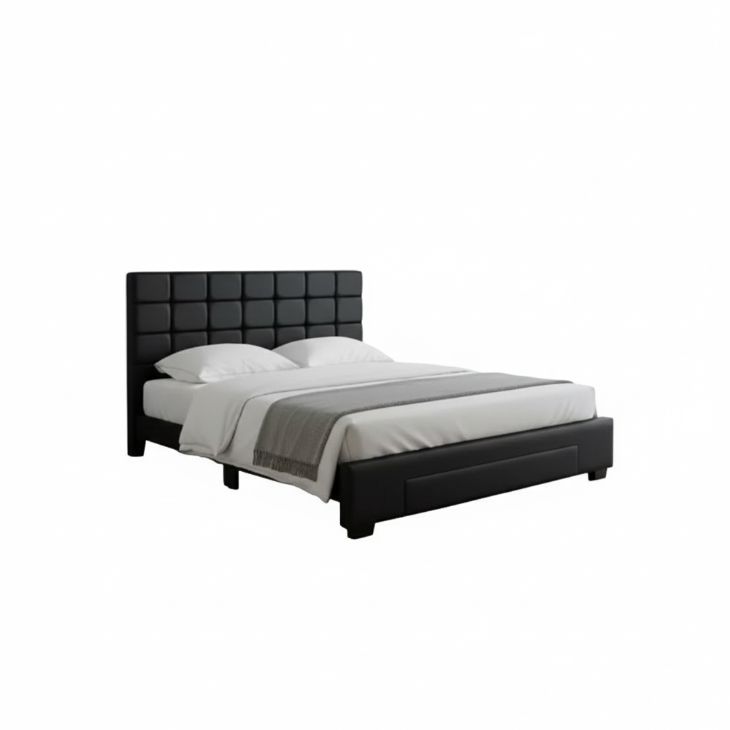 IF-5490 Black PU Double Bed