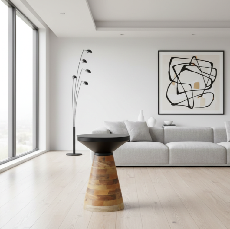 Table d'appoint Boden en noir et noyer