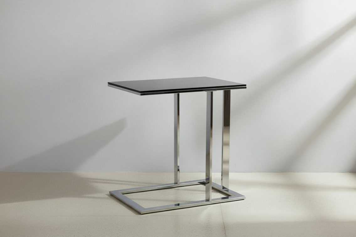Table d'appoint Mod en chrome et noir