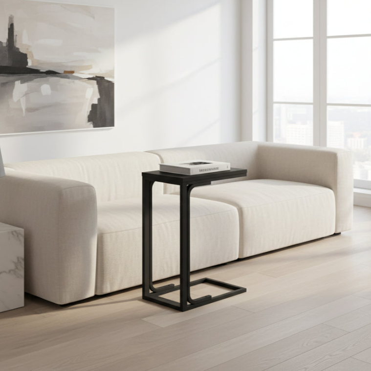 TABLE D'APPOINT - 25"H / NOIR / MÉTAL NOIR