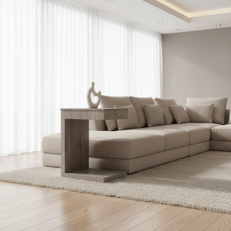 ACCENT TABLE - DARK TAUPE WITH A DRAWER