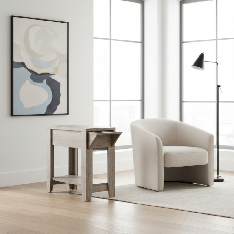 ACCENT TABLE - 23"H / ESPRESSO WITH A GLASS HOLDER