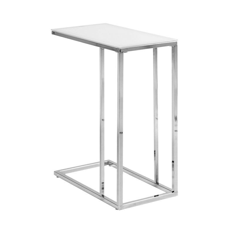 TABLE D'APPOINT - MÉTAL CHROMÉ AVEC VERRE TREMPÉ DÉPOLI