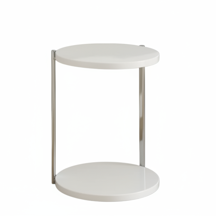 ACCENT TABLE - GLOSSY WHITE / CHROME METAL