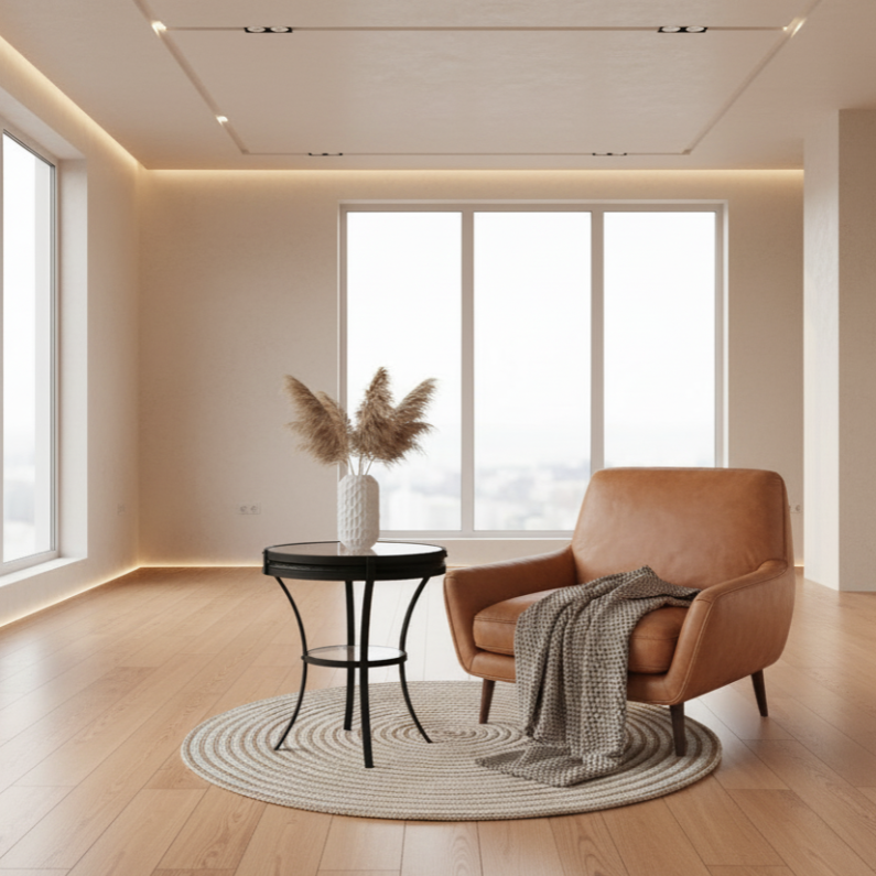 ACCENT TABLE - 22"DIA / BLACK WITH TEMPERED GLASS