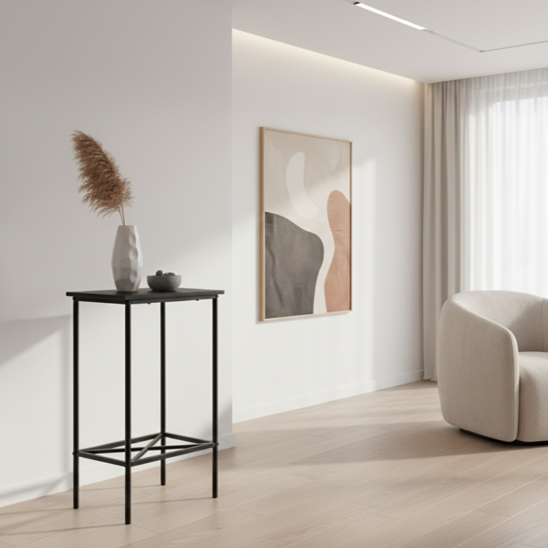 ACCENT TABLE - 24"H / BLACK / BLACK METAL