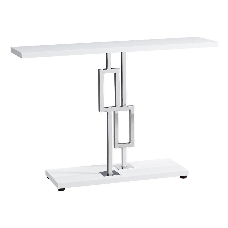 TABLE D'APPOINT - 48"L / BLANC BRILLANT / MÉTAL CHROME
