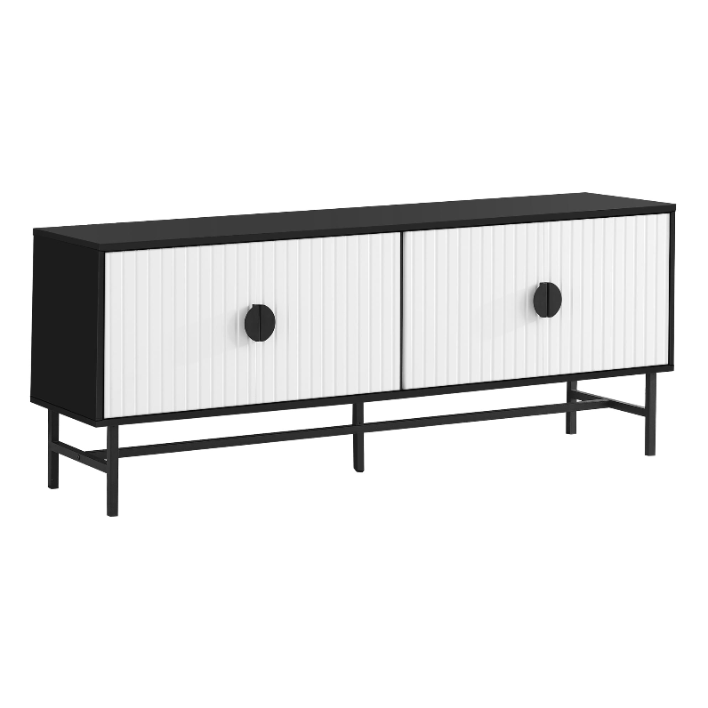 TV STAND - 60"L / BLACK WITH BLACK METAL
