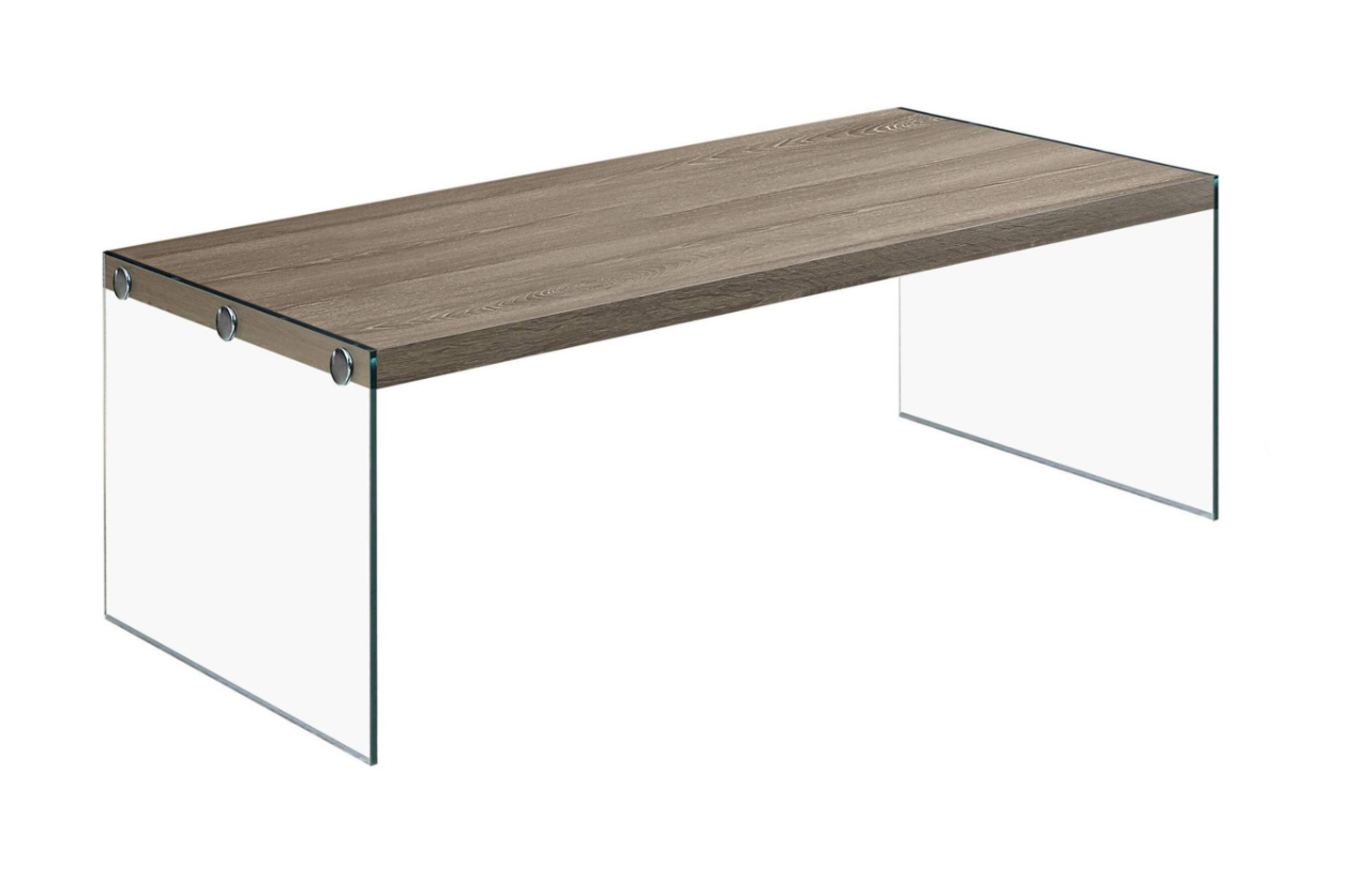 TABLE BASSE - TAUPE FONCÉ AVEC VERRE TREMPÉ