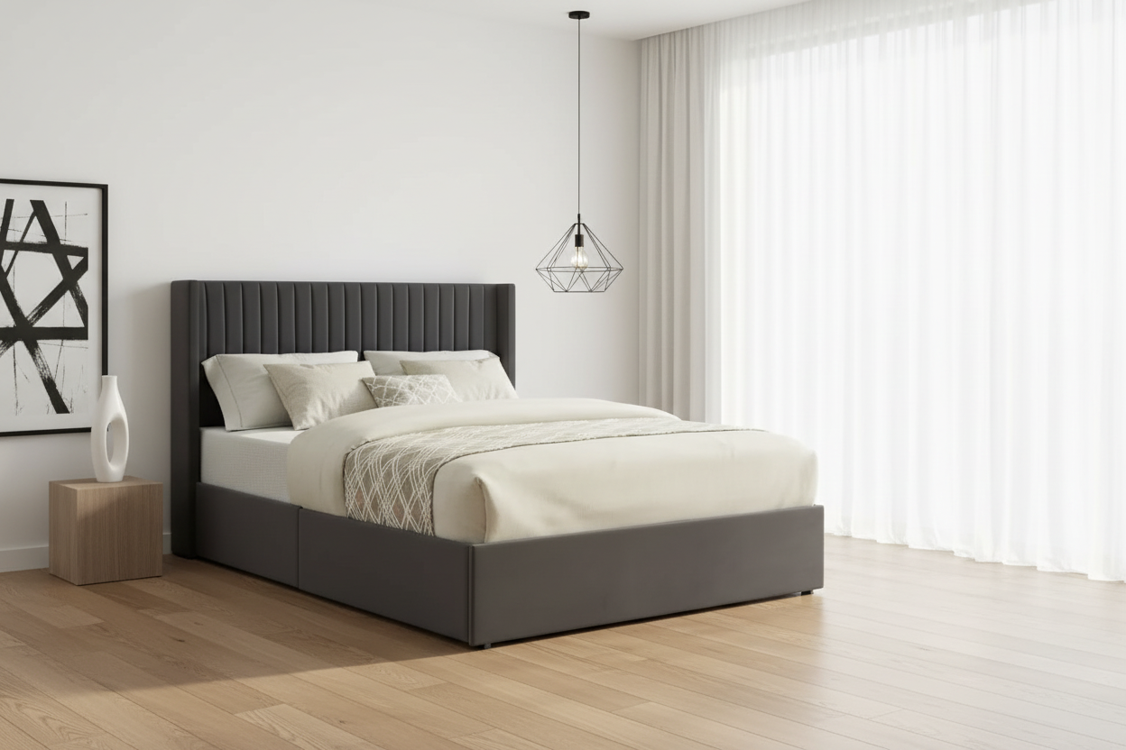 IF-5408 Wingback Design Bed with Storage