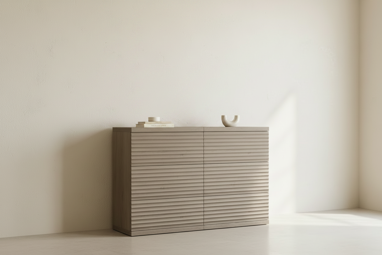 Modern Fluted 3-Drawer Dresser