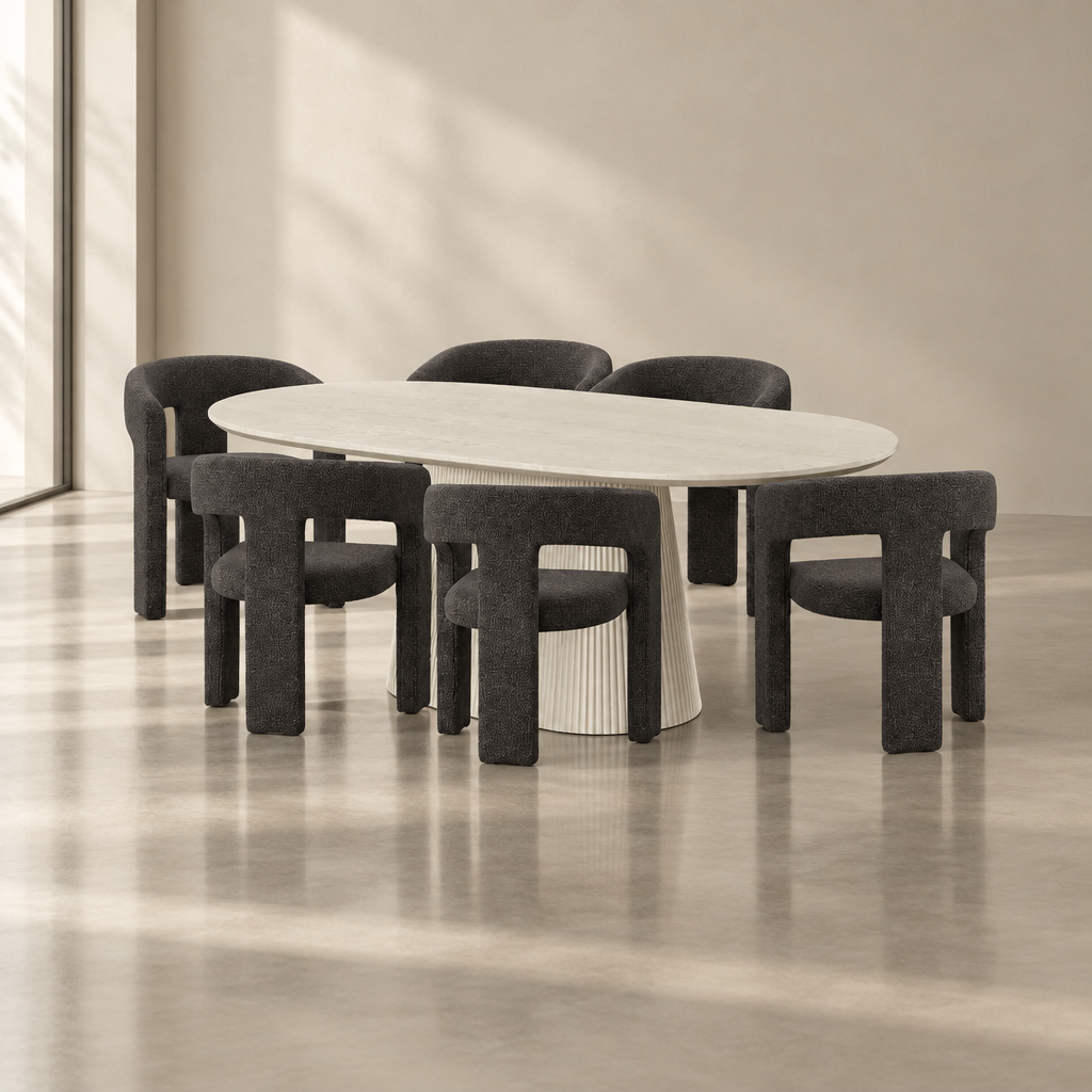 Tovas x Amara Dining Set — Charcoal Chairs