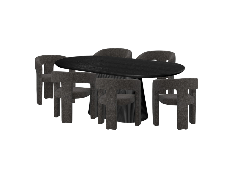 Tovas x Amara Dining Set — Charcoal Chairs