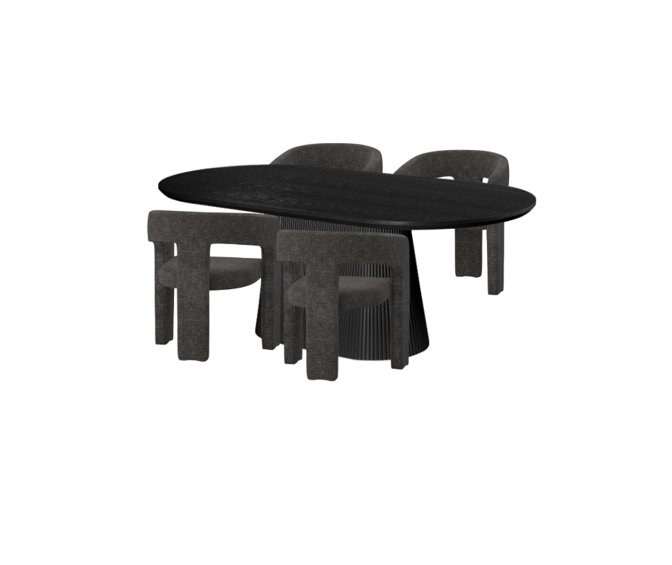 Tovas x Amara Dining Set — Charcoal Chairs