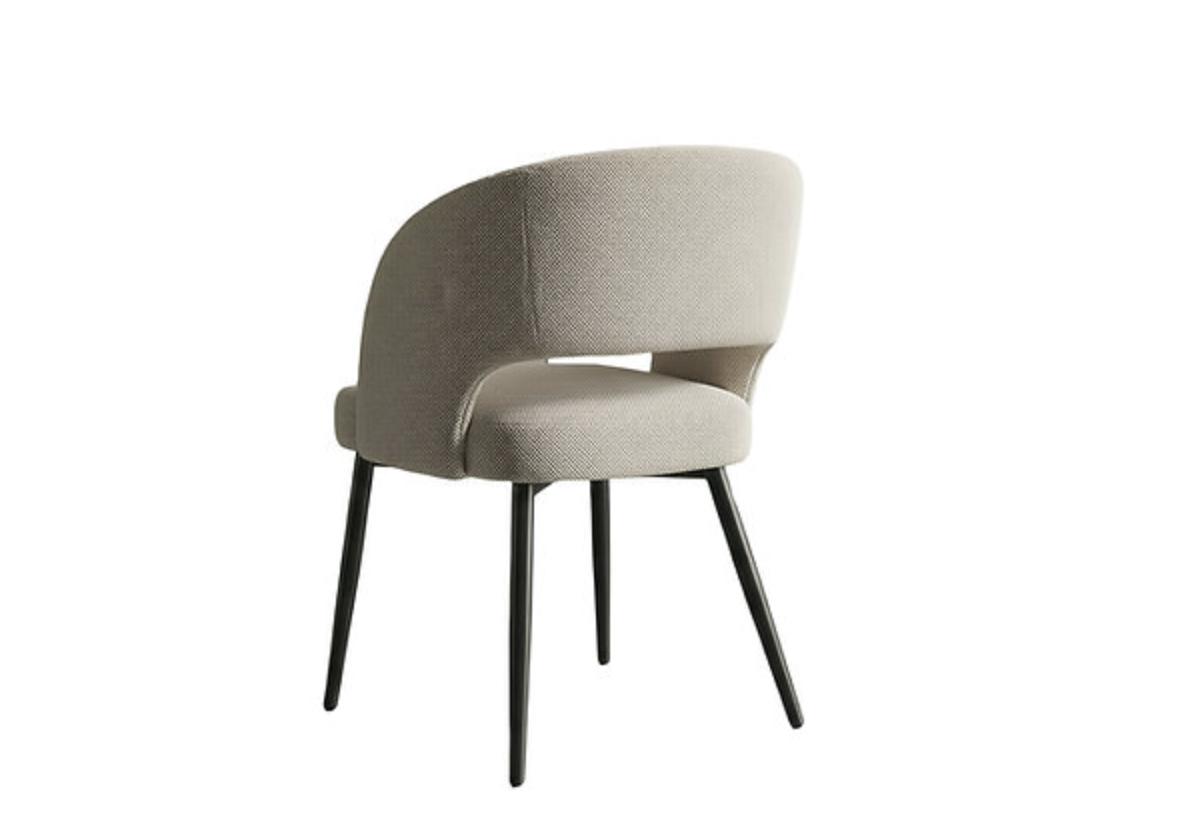 T1545 marble-look dining table with angular dark base