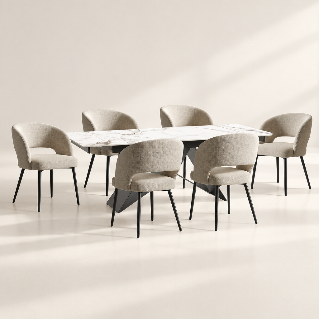 T1545 Dining Table & C-1644 Chair Set | 4 or 6 Chairs