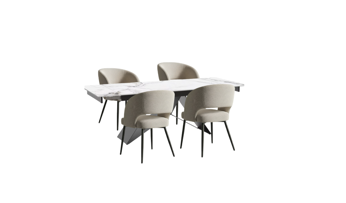 T1545 Dining Table & C-1644 Chair Set | 4 or 6 Chairs