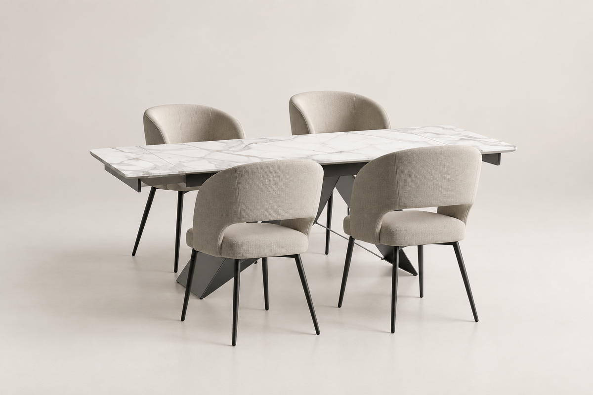 T1545 Dining Table & C-1644 Chair Set | 4 or 6 Chairs
