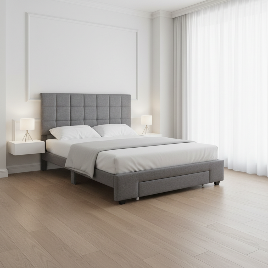 IF-5493 Grey Fabric Double Bed