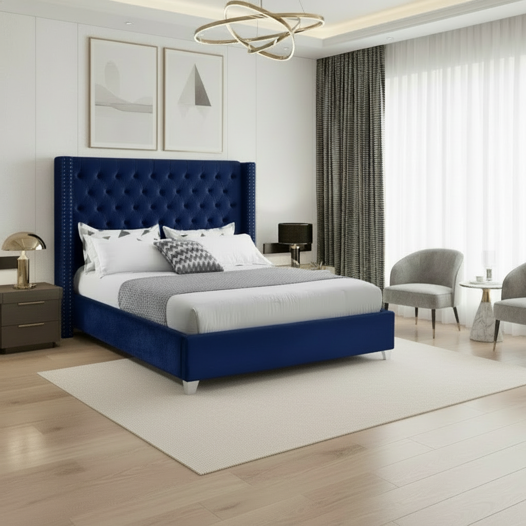 Lit à oreilles IF-5891 avec capitonnage profond à boutons