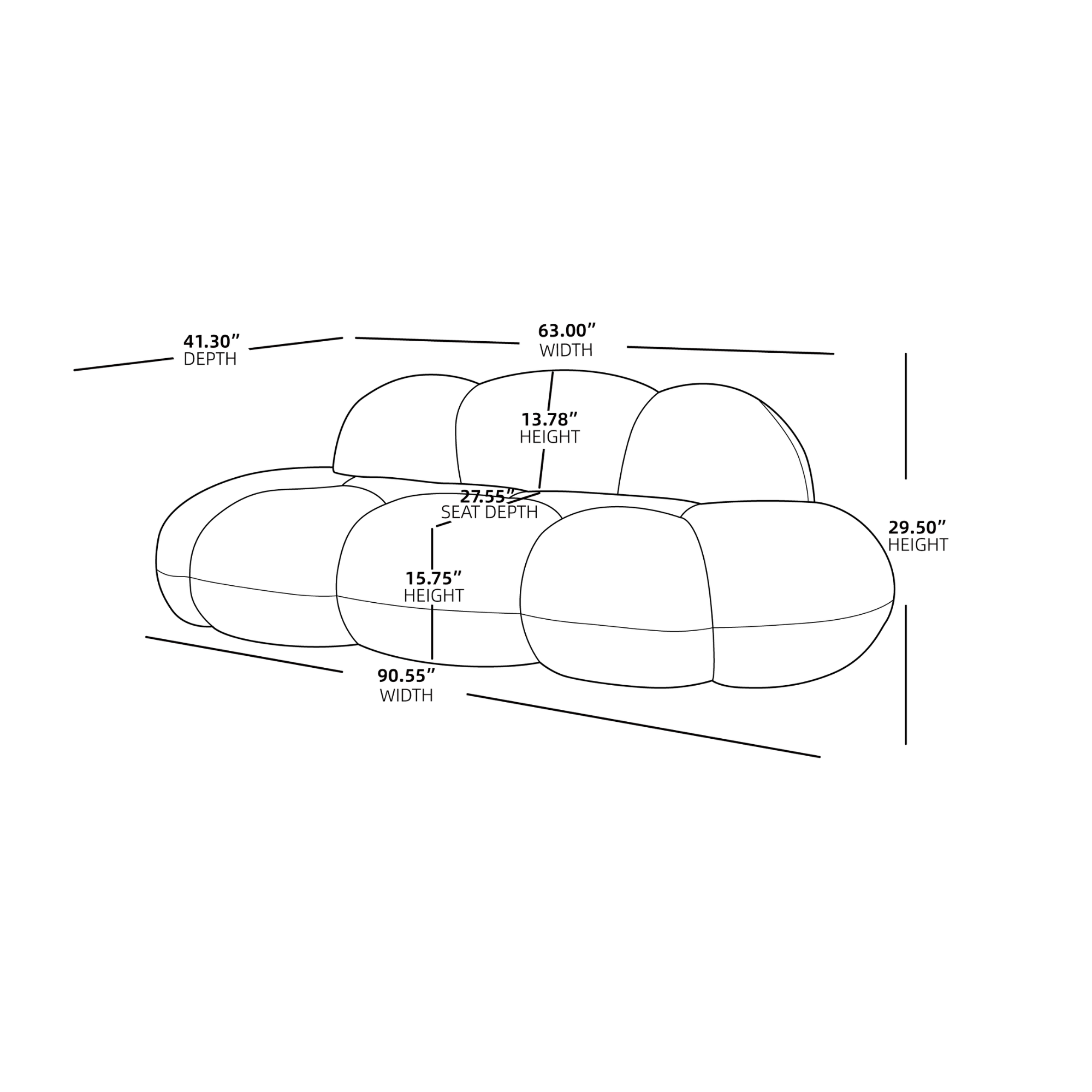 Bubble Curve Boneless Sherpa Fleece Sofa