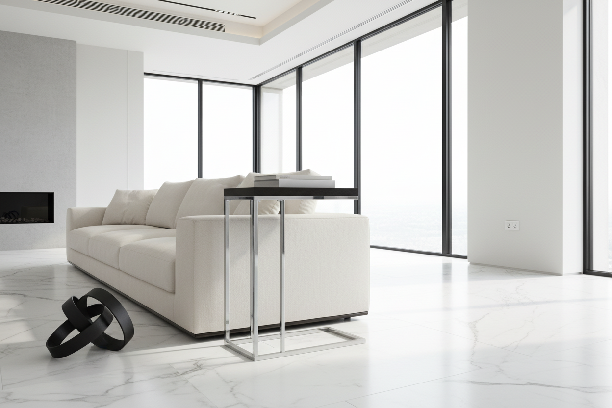 TABLE D'APPOINT - ESPRESSO AVEC MÉTAL CHROMÉ