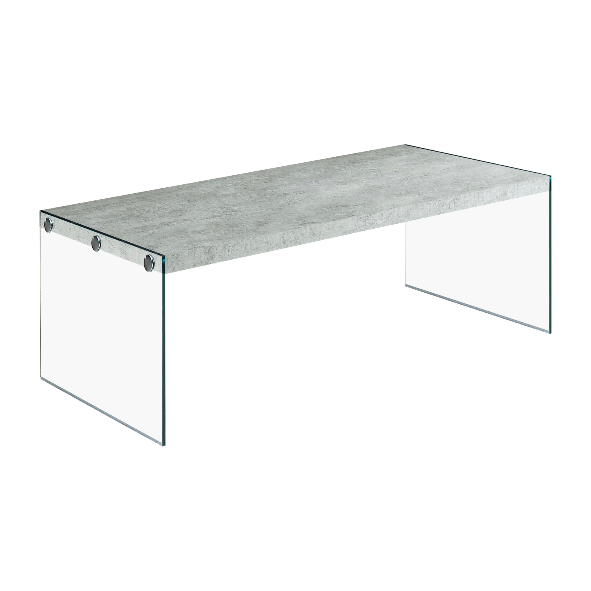 COFFEE TABLE - DARK TAUPE WITH TEMPERED GLASS