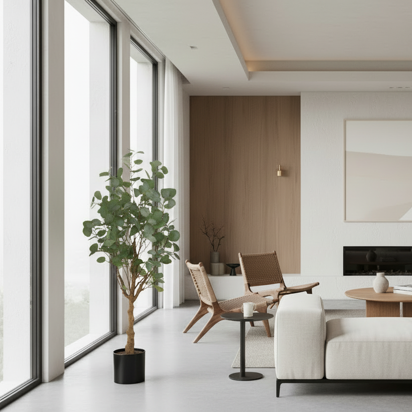 PLANTE ARTIFICIELLE - 46"H / ARBRE D'EUCALYPTUS D'INTÉRIEUR / POT DE 5"