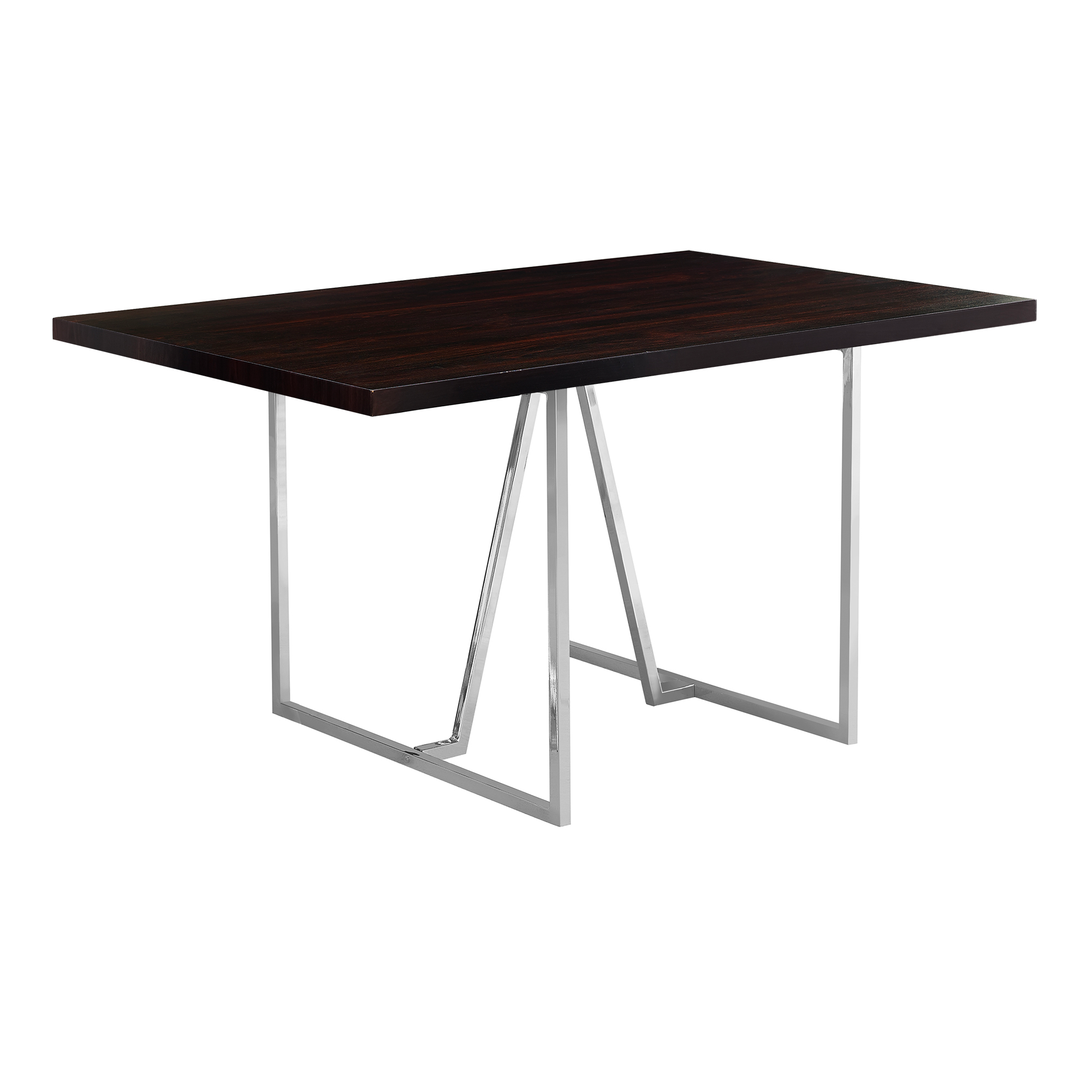 DINING TABLE - 36"X 60" / ESPRESSO / CHROME METAL