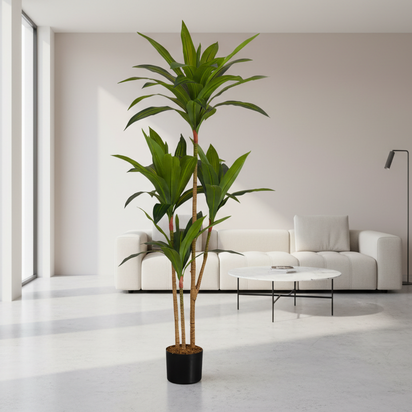 PLANTE ARTIFICIELLE - 130 cm H / DRACAENA D'INTÉRIEUR EN POT DE 12,7 cm