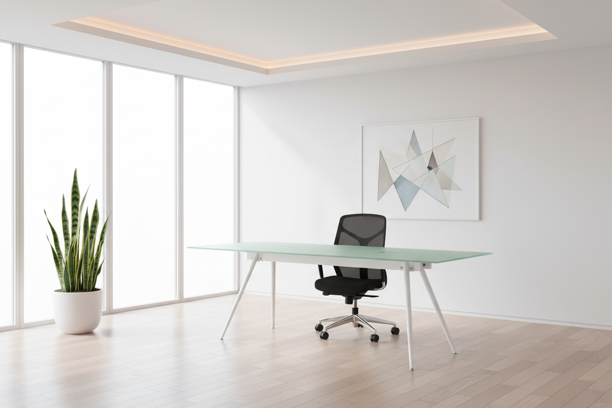COMPUTER DESK - 28"X 48" / WHITE / 8MM TEMPERED GLASS
