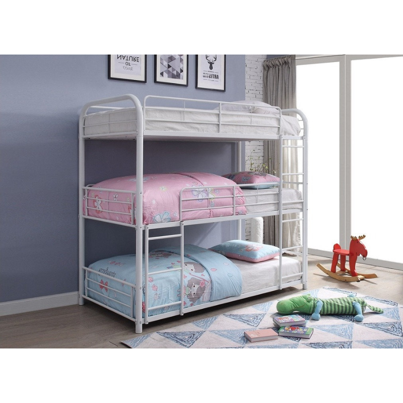 B-505 White Triple Level Bunk Bed