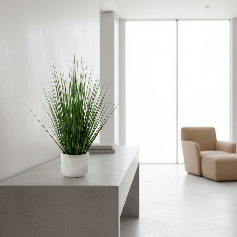ARTIFICIAL PLANT - 21"H / INDOOR GRASS IN CEMENT 4" POT