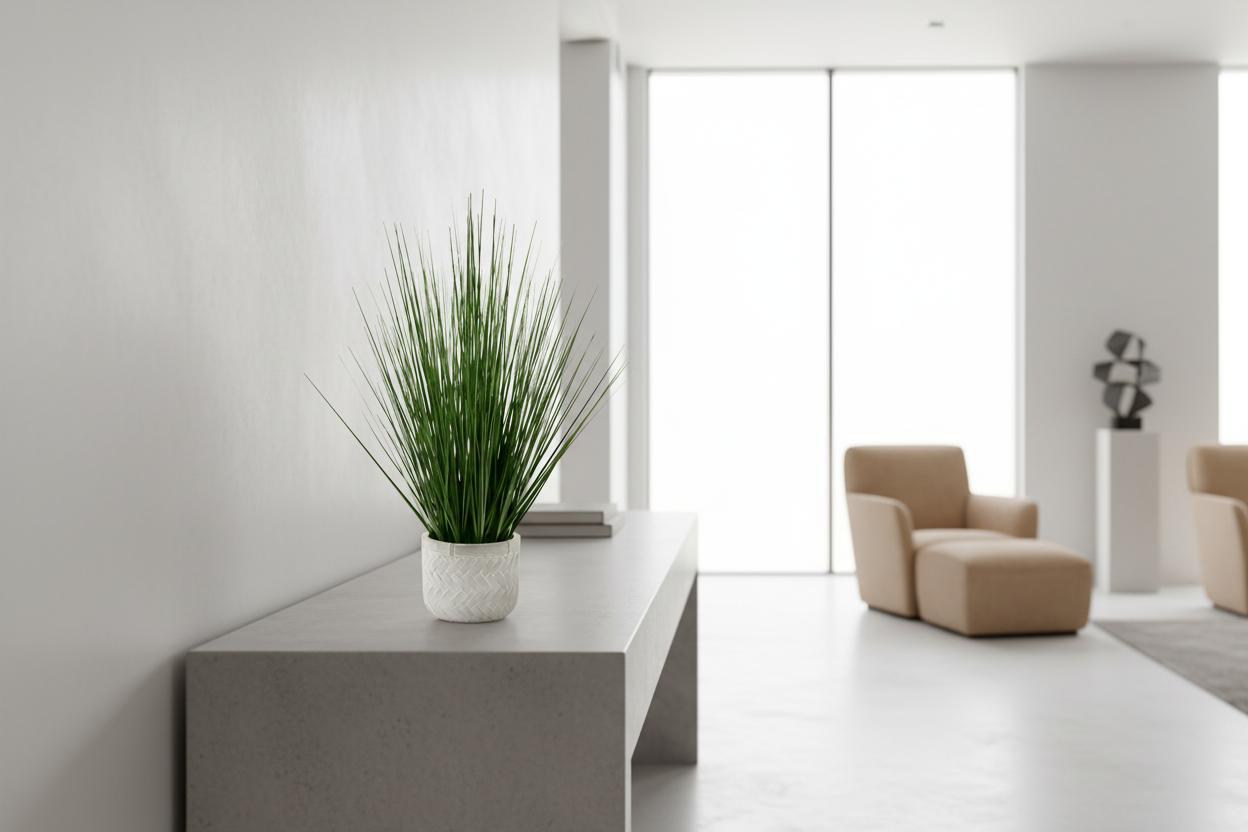 ARTIFICIAL PLANT - 21"H / INDOOR GRASS IN CEMENT 4" POT