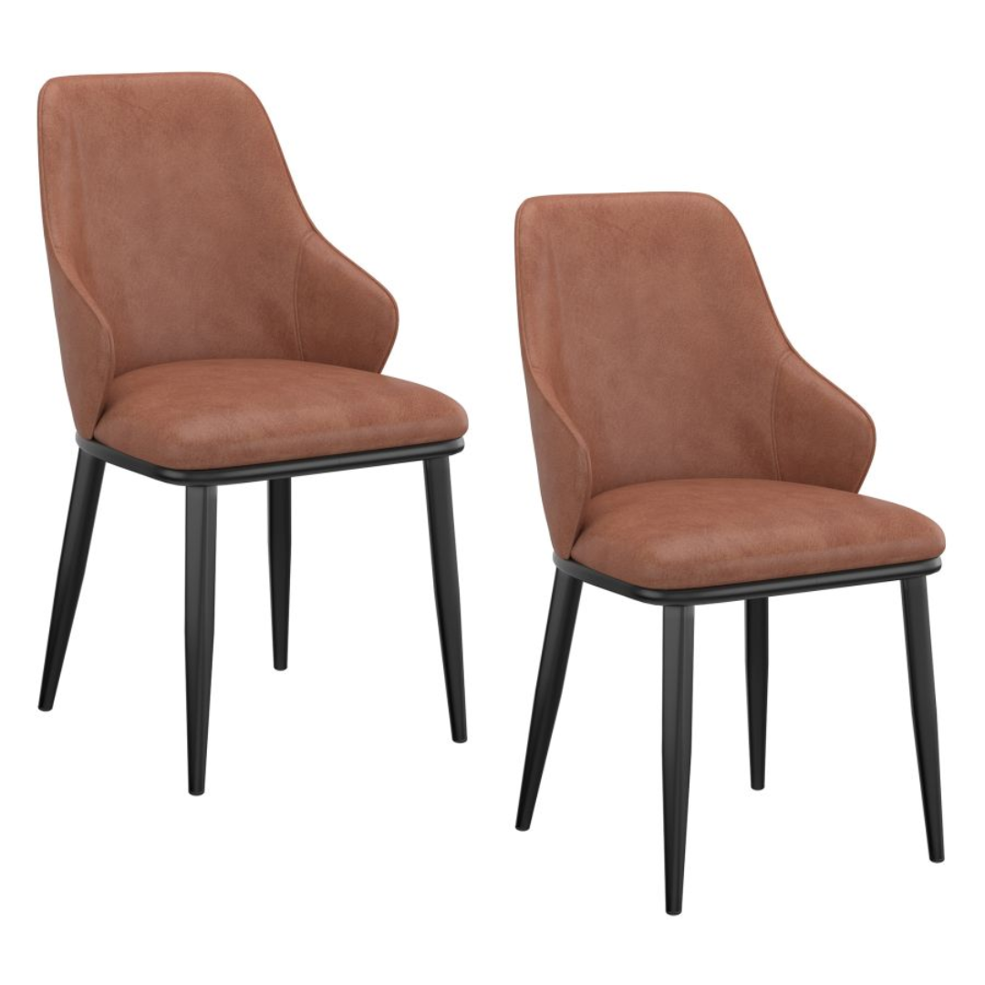 Kash Dining Chair, Set of 2, in Beige Fabric and Black