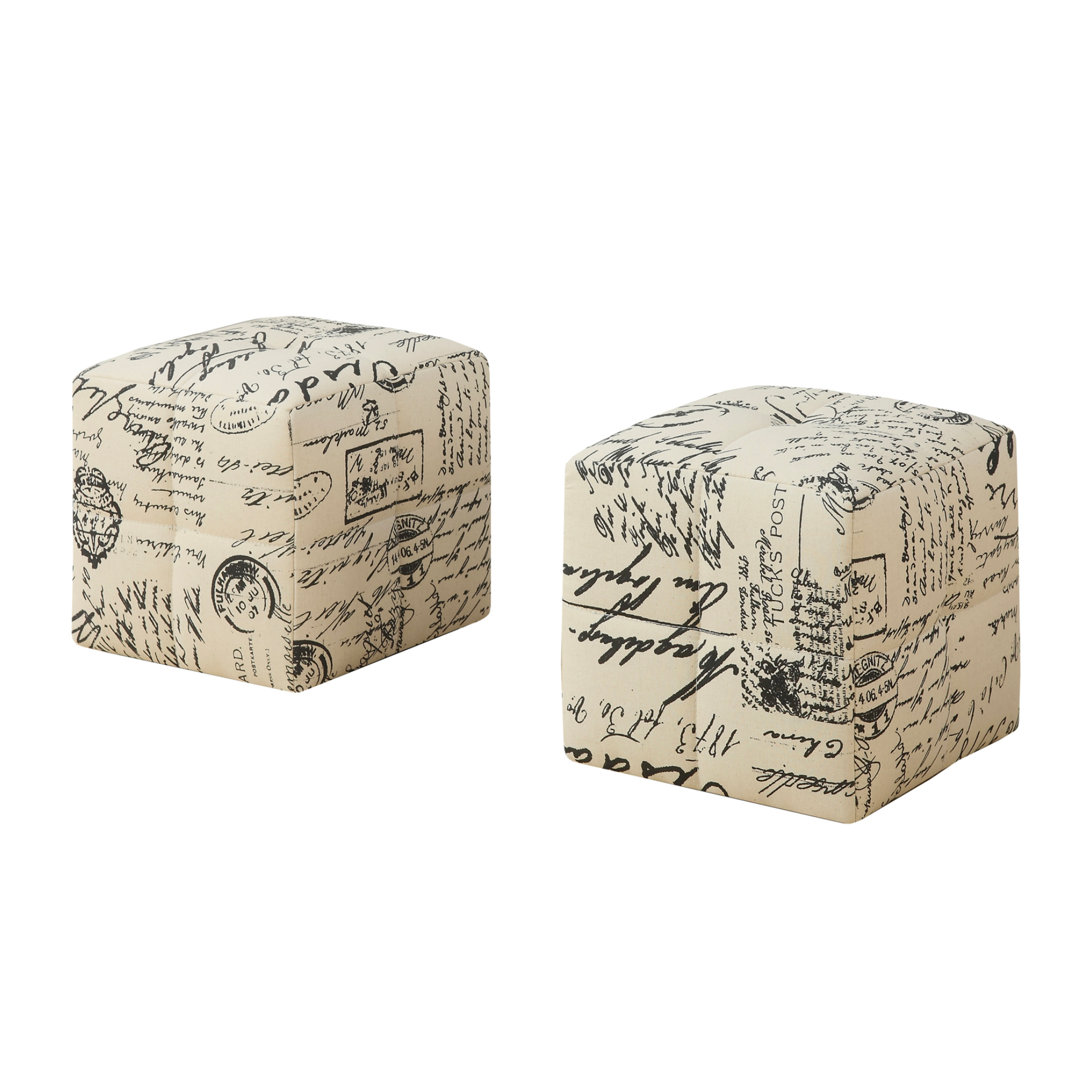 OTTOMAN - 2PCS SET / JUVENILE / WHITE LEATHER-LOOK