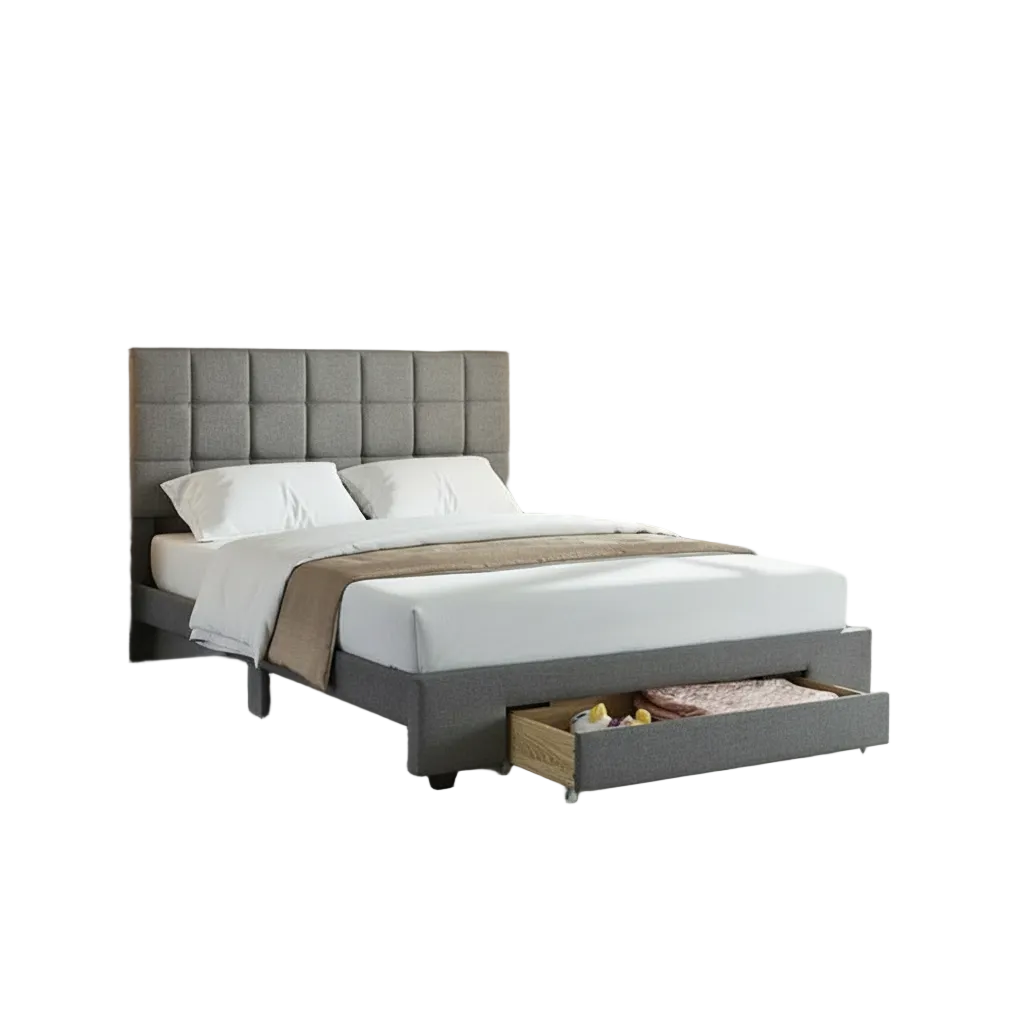 IF-5493 Grey Fabric Double Bed