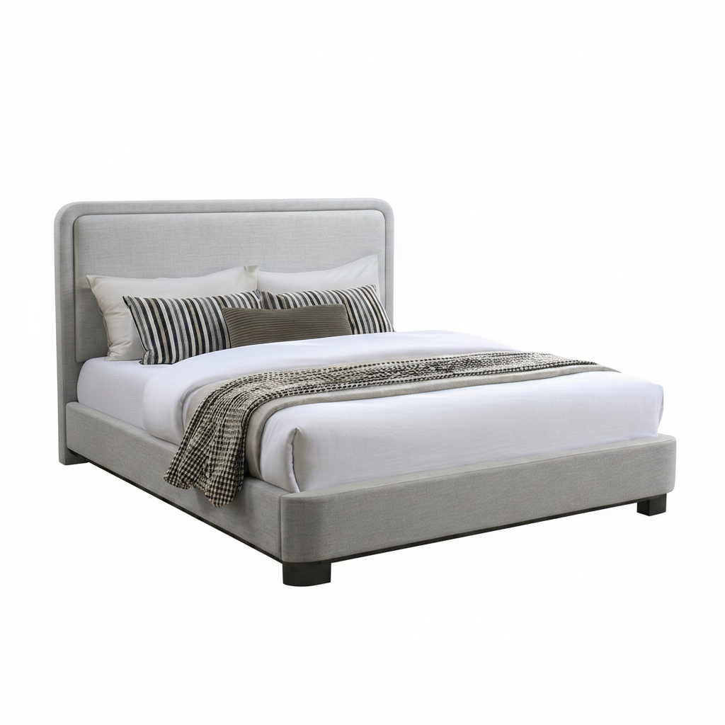 IF-5911 | Modern Upholstered Platform Bed | Grey