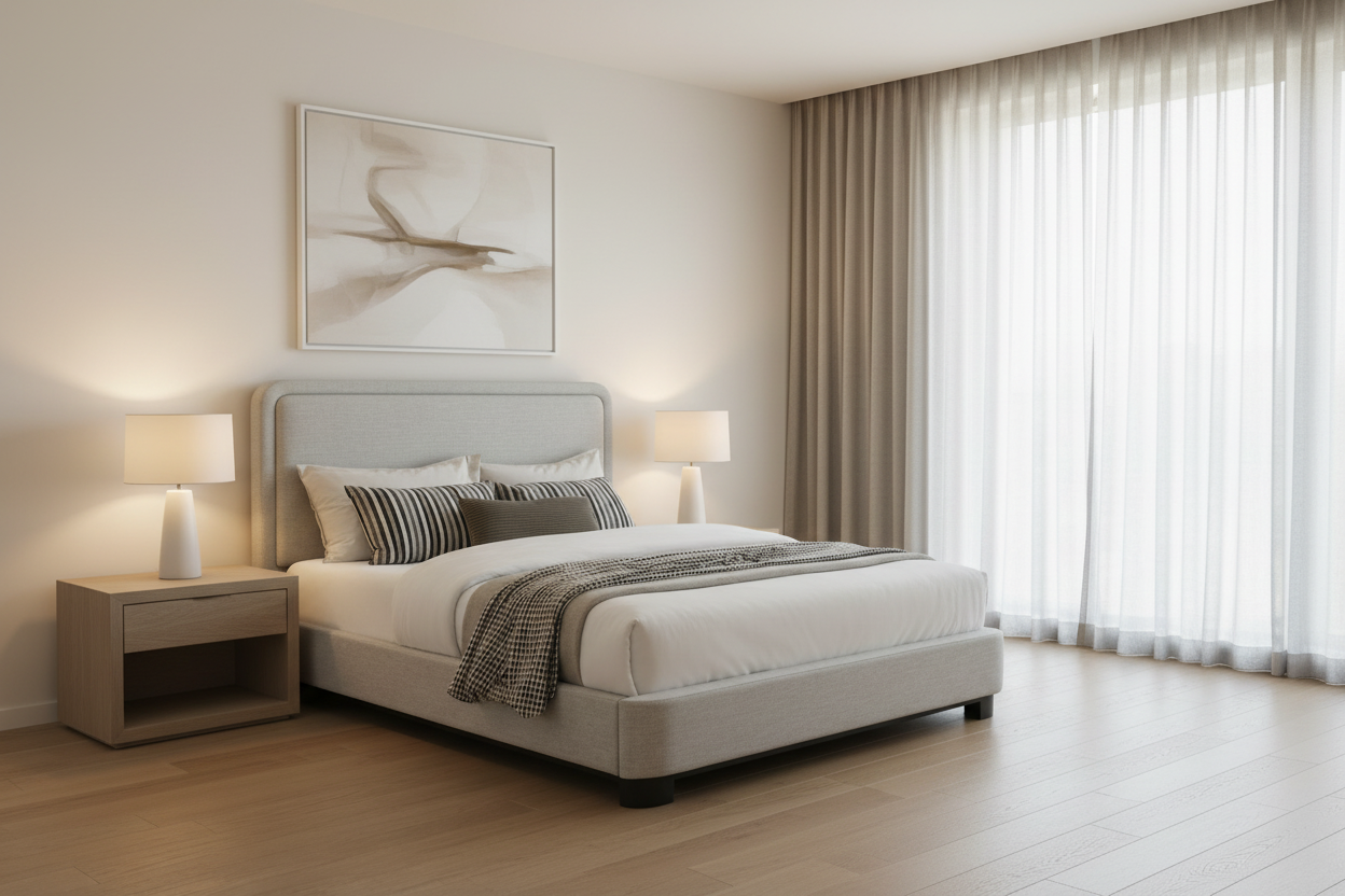 IF-5911 | Modern Upholstered Platform Bed | Grey