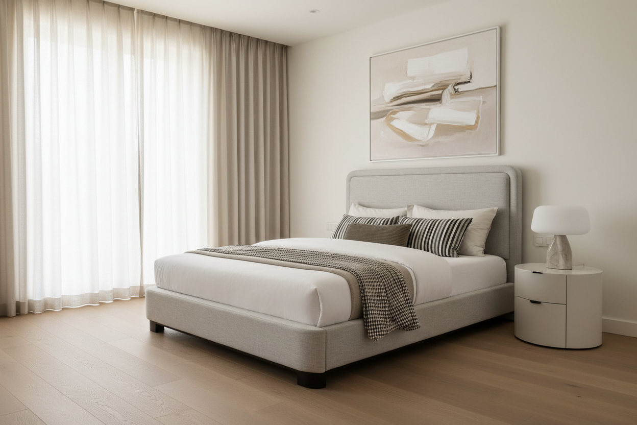 IF-5911 | Modern Upholstered Platform Bed | Grey