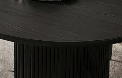 T-1643 | Oval Dining Table | Matte Black Fluted Pedestal Base