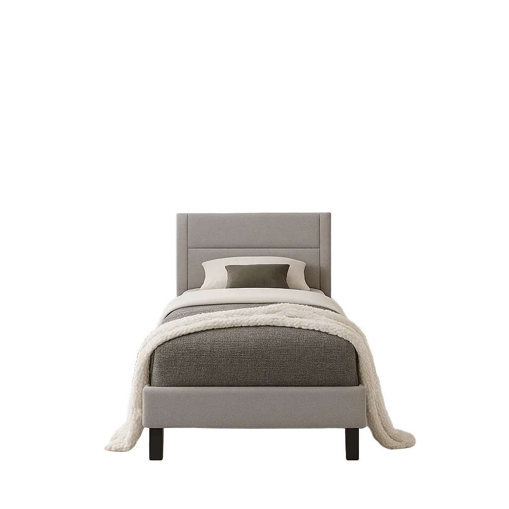 IF-5354 Light Grey Fabric Bed — Single