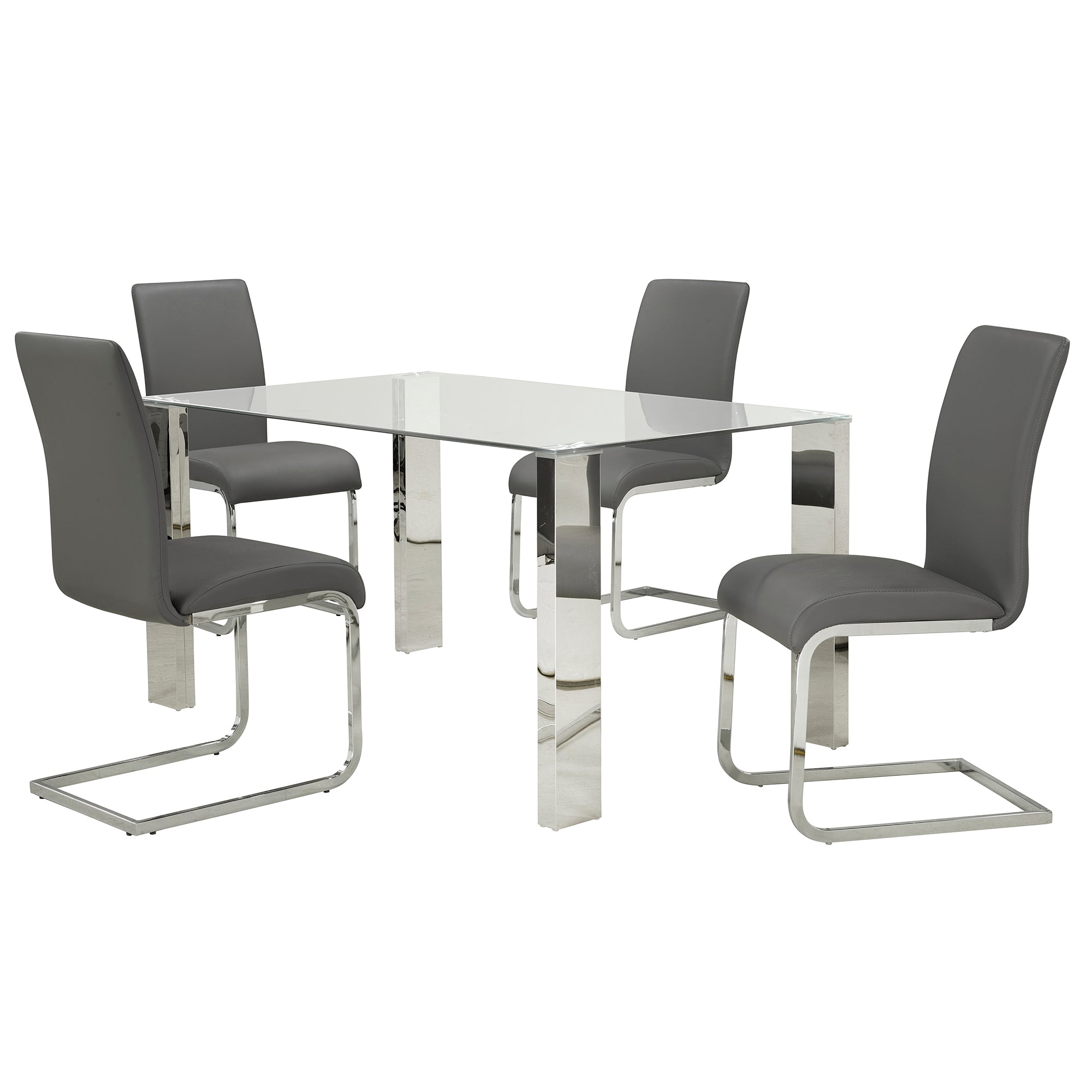 Frankfurt/Maxim 5pc Dining Set in Chrome