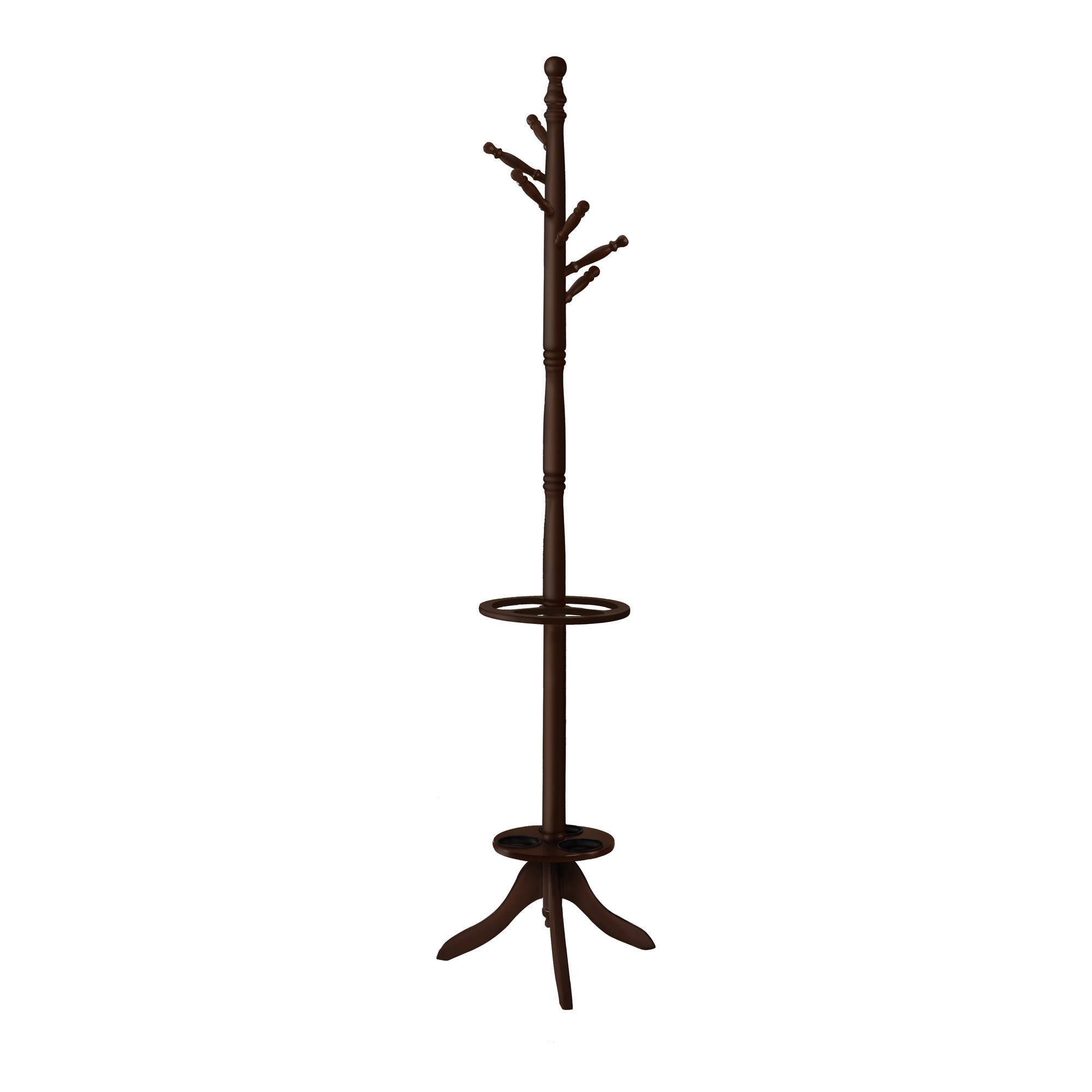 COAT RACK - 71"H / DARK CHERRY WITH AN UMBRELLA HOLDER