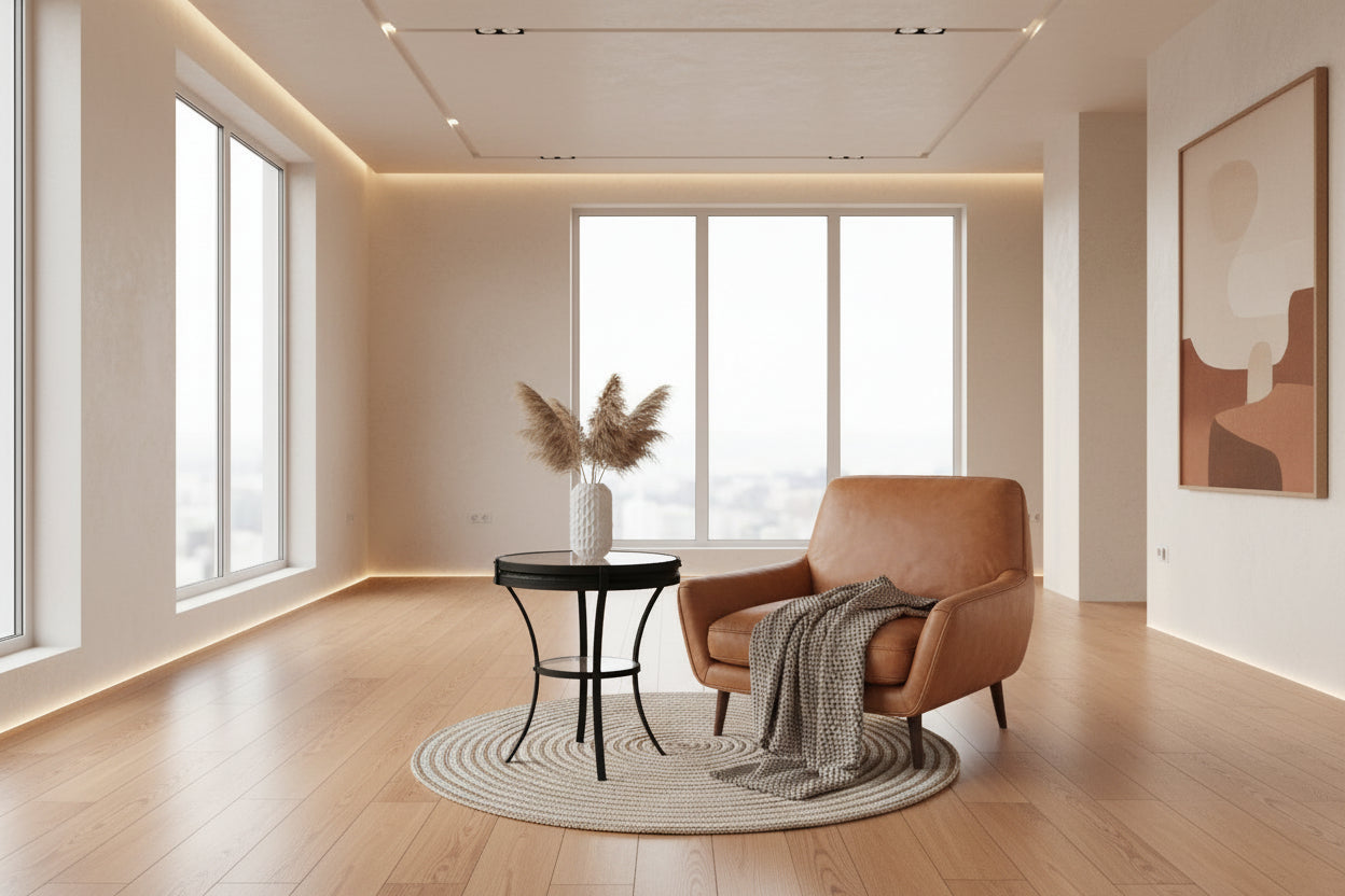 ACCENT TABLE - 22"DIA / BLACK WITH TEMPERED GLASS