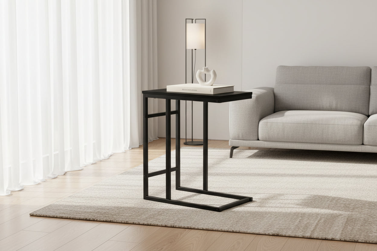 ACCENT TABLE - 24"H / BLACK / BLACK METAL