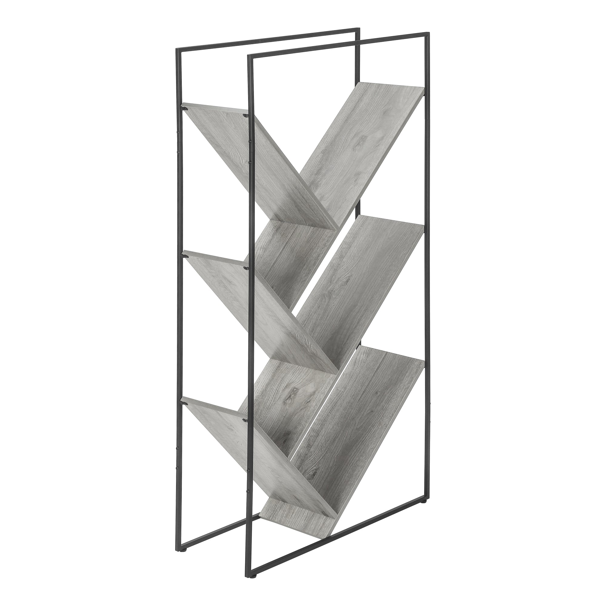 BOOKCASE - 60"H / GREY / BLACK METAL